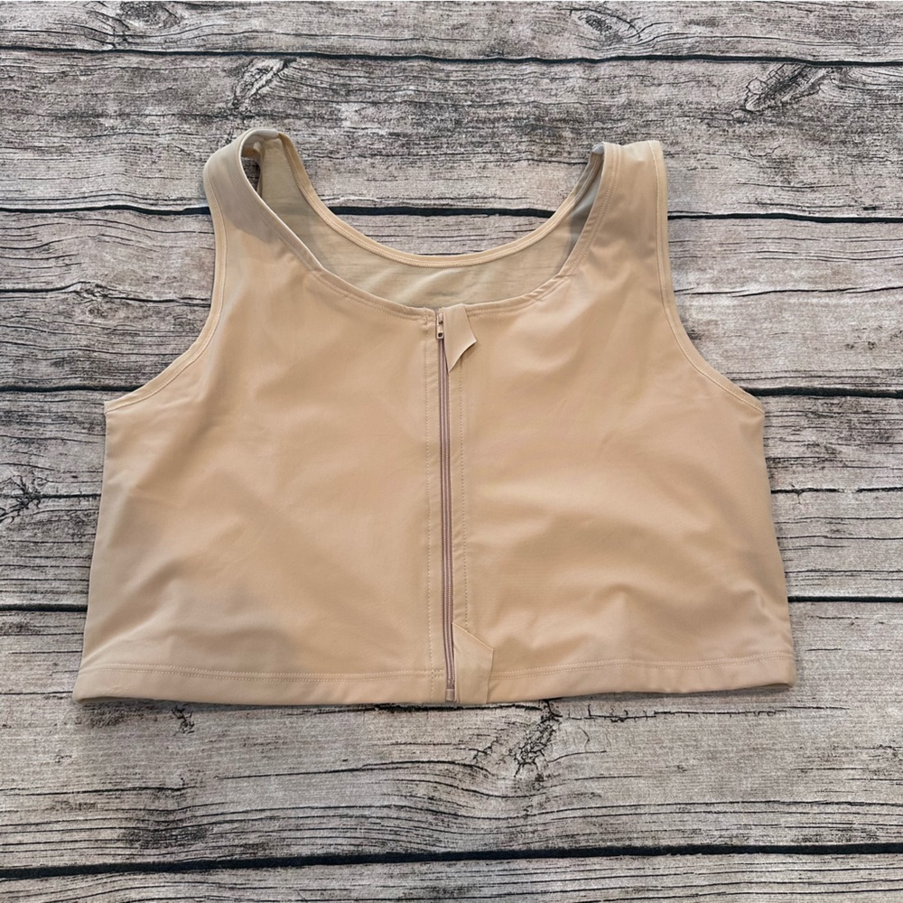 Xuji Beige Chestbinder Tank Top with Front Zipper and Mesh Back Size XL